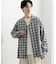 『ユニセックス』シアーチェックオープンカラーロングスリーブシャツ