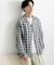 『ユニセックス』シアーチェックオープンカラーロングスリーブシャツ