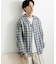 『ユニセックス』シアーチェックオープンカラーロングスリーブシャツ