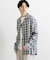 『ユニセックス』シアーチェックオープンカラーロングスリーブシャツ