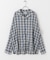 『ユニセックス』シアーチェックオープンカラーロングスリーブシャツ