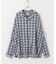 『ユニセックス』シアーチェックオープンカラーロングスリーブシャツ