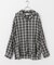 『ユニセックス』シアーチェックオープンカラーロングスリーブシャツ
