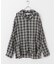 『ユニセックス』シアーチェックオープンカラーロングスリーブシャツ
