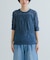new basic　リネン混ワッシャーハーフスリーブニット