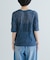 new basic　リネン混ワッシャーハーフスリーブニット