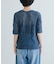new basic　リネン混ワッシャーハーフスリーブニット