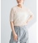 new basic　リネン混ワッシャーハーフスリーブニット