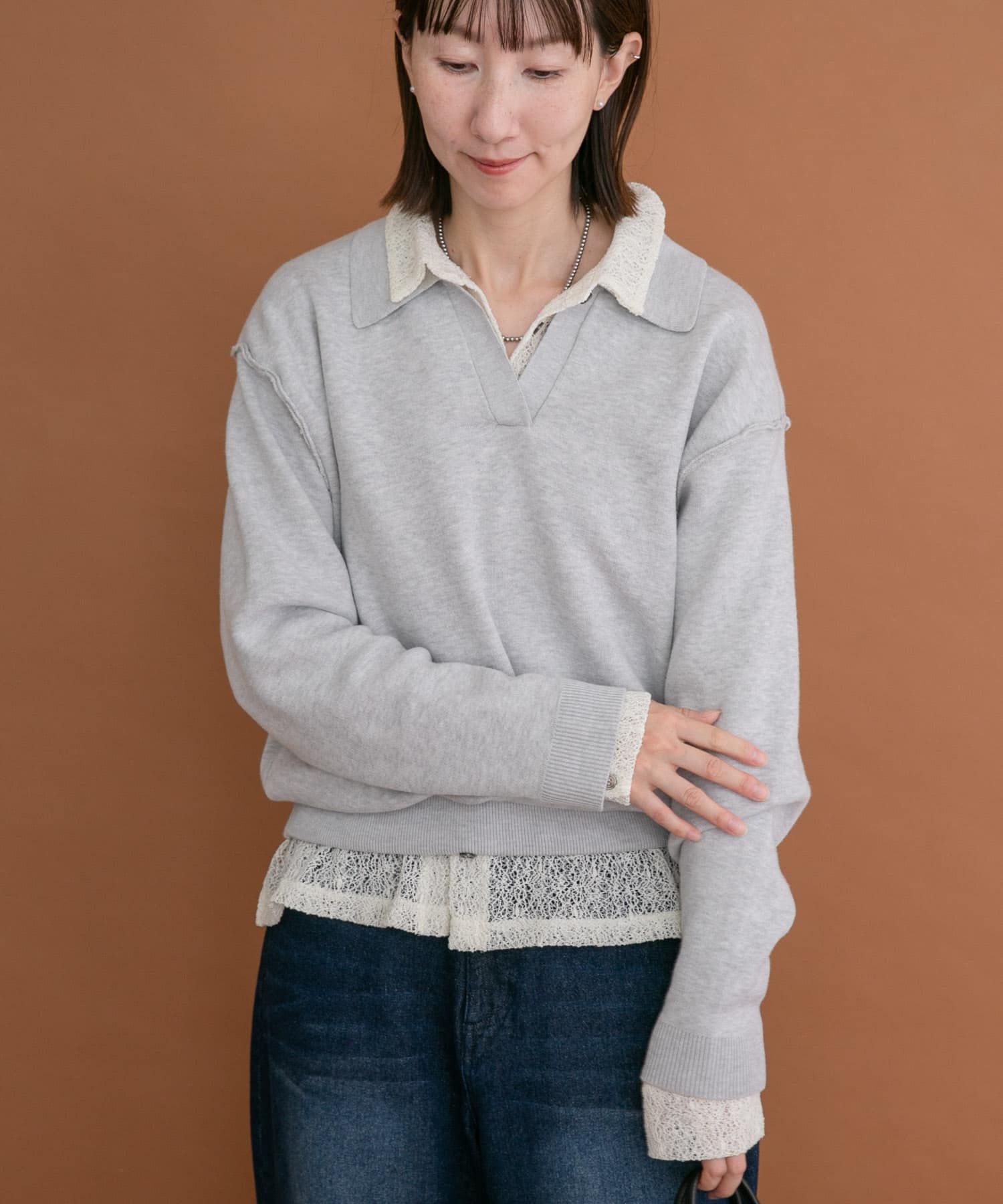 襟付きスキッパーニット