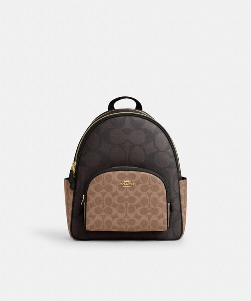 公式】コート バックパック・ブロックド シグネチャー キャンバス