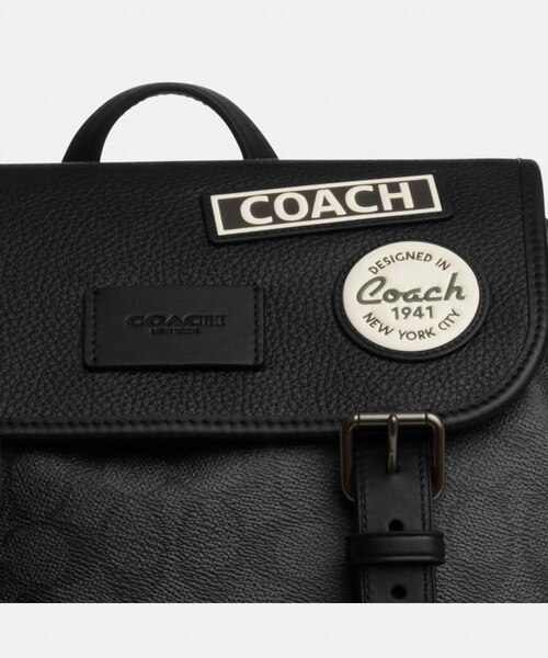 レア✨COACH コーチ　スプリント　リュック　PVC 黒　パッチ CY818 レア✨COACH コーチ スプリント リュック PVC 黒 パッチ CY818