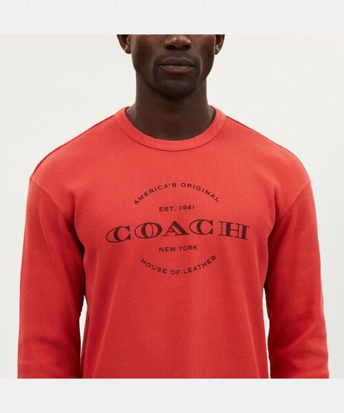 美品 COACH リラックスド ワッフル ニット サーマル ロンT y2k 【公式 