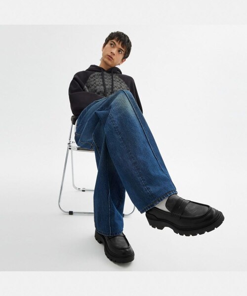 極美品COACH プラットフォーム ローファー 厚底 CAP35 カモ柄　8 公式】プラットフォーム ローファー・シグネチャー カモ プリント