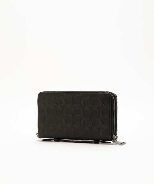 COACH ダブル ジップ オーガナイザー シグネチャー レザー 公式】ダブル ジップ トラベル オーガナイザー シグネチャー