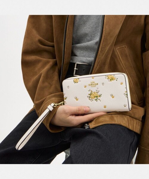 公式】ロング ジップ アラウンド ウォレット・フローラル プリント