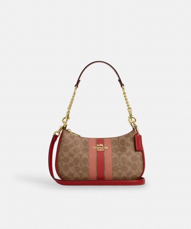 公式】テリ ショルダー バッグ・シグネチャー キャンバス・ストライプ  