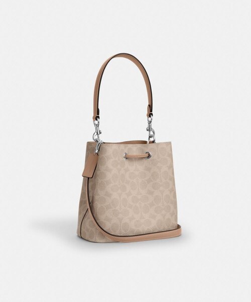 【新品未使用】COACH シグネチャーキャンバス ブラウン　CBH07 公式】ローアン バケット バッグ・シグネチャー キャンバス｜コーチ