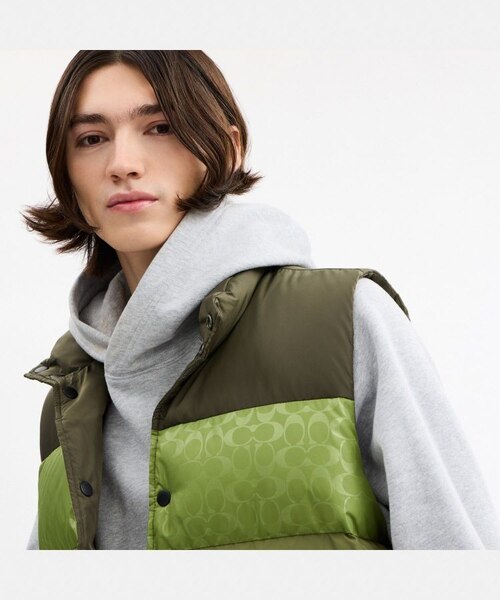 公式】リバーシブル カラーブロック ダウン ベスト｜コーチ