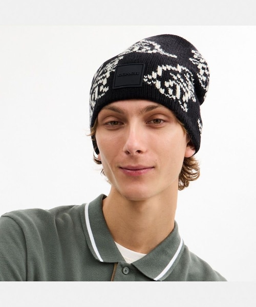 公式】ディノ プリント ニット ビーニー｜コーチ アウトレットの