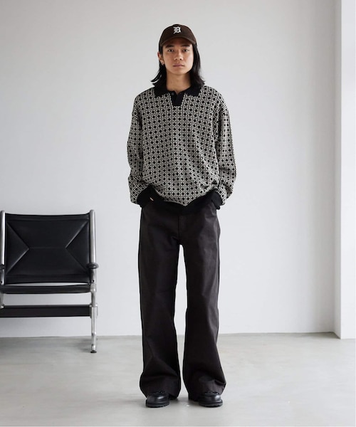 レトロモダンパターン L/S ニットポロシャツ｜ベーセーストック