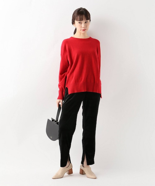 5351 pour les femmes ベロアパンツ Shury She's Closet パンツ 小花柄プリントストレートワイドベロア