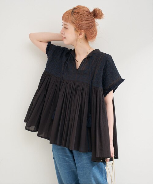 手洗い可 / 刺繍ギャザーブラウス｜ベーセーストックの