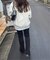 ウールライクハリヌキ微フレアパンツ