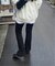 ウールライクハリヌキ微フレアパンツ