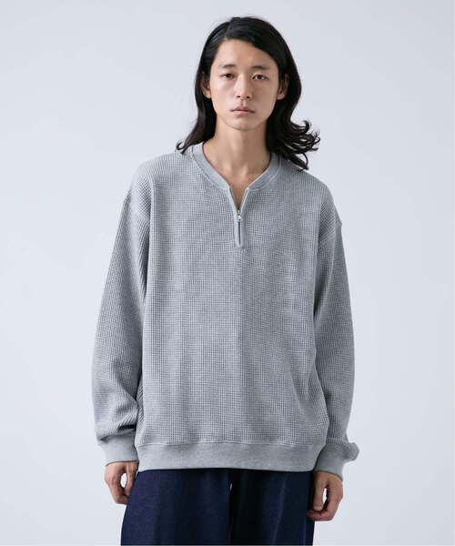 ANTS & ELEPHANTS】ジップ ワッフルヘンリーネックスウェット