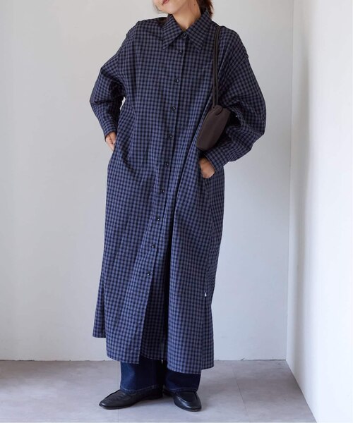 チェックボウタイロングシャツワンピース｜ベーセーストックの