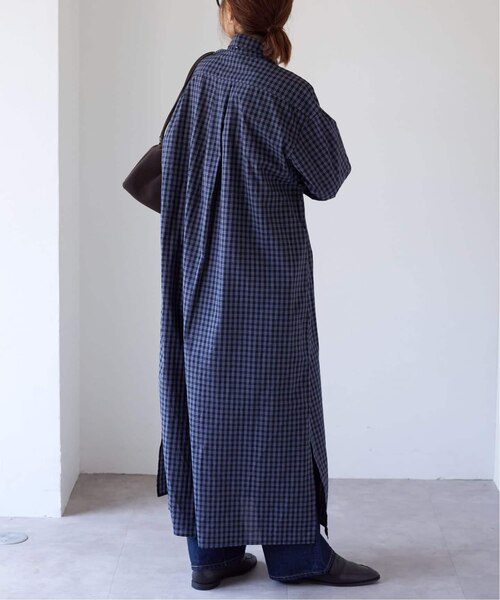 チェックボウタイロングシャツワンピース｜ベーセーストックの