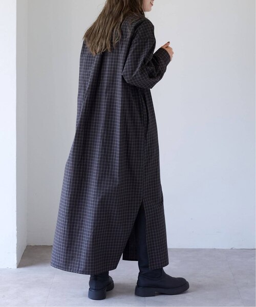 チェックボウタイロングシャツワンピース｜ベーセーストックの