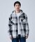 ビックチェック柄 フード シャツ
