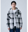 ビックチェック柄 フード シャツ