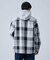 ビックチェック柄 フード シャツ
