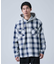 ビックチェック柄 フード シャツ