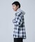ビックチェック柄 フード シャツ