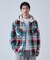 ビックチェック柄 フード シャツ