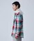 ビックチェック柄 フード シャツ