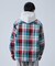 ビックチェック柄 フード シャツ