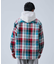 ビックチェック柄 フード シャツ