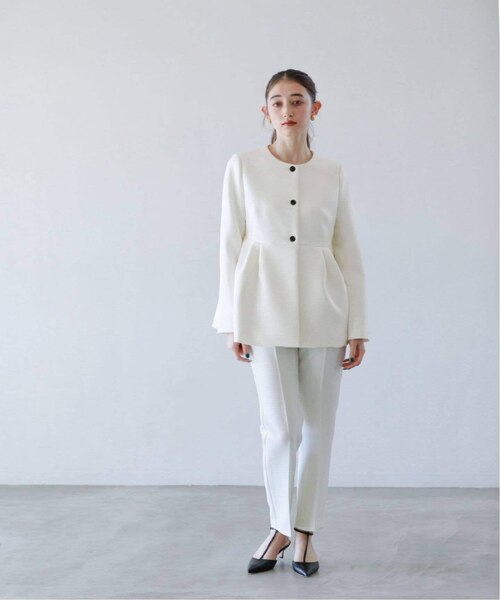 THREESQUARE ペプラムジャケット 洗える】トリプルクロスペプラムジャケット｜ベーセーストックの