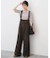 サスペンダー付きピーチツイルタックパンツ