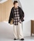メタルボタンオンブレーチェックルーズシャツ