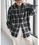 メタルボタンオンブレーチェックルーズシャツ
