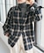 メタルボタンオンブレーチェックルーズシャツ