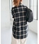 メタルボタンオンブレーチェックルーズシャツ