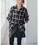 メタルボタンオンブレーチェックルーズシャツ