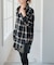 メタルボタンオンブレーチェックルーズシャツ