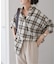 メタルボタンオンブレーチェックルーズシャツ